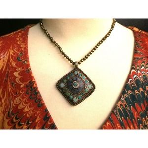 Vintage Hammered Brass Fresh Water Pearl Necklace